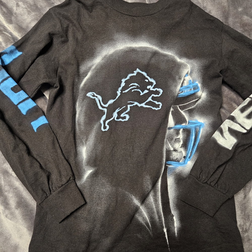 Black Long Sleeve Shirt with Blue Lion Graphic